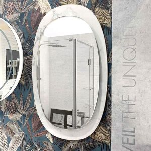 FLEXMEBEL ALLURE MARBLE огледало за баня с LED осветление и мраморна основа