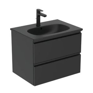 IDEAL STANDARD TESI 60 SB черен шкаф с мивка за баня с чекмеджета 