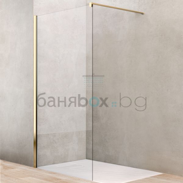 KARAG WALKIN 1 ORO стъклен параван за баня със златен профил и държач 