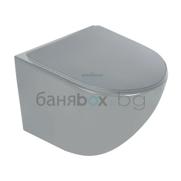 KERRA DELOS 49 GREY RIMLESS компактна сива окачена тоалетна с капак 