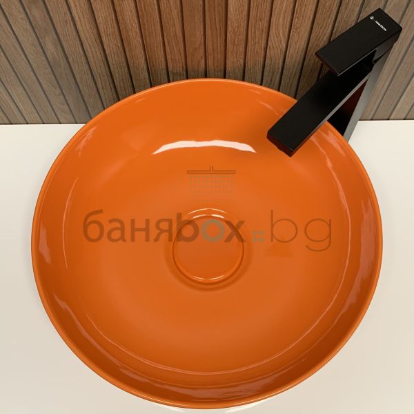 LAPINO VISION 42 кръгла мивка върху плот, оранжев гланц 