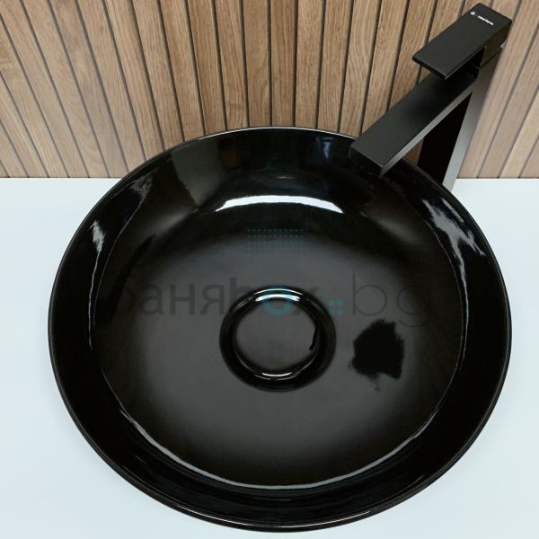 LAPINO VISION 42 кръгла мивка върху плот, черен гланц 