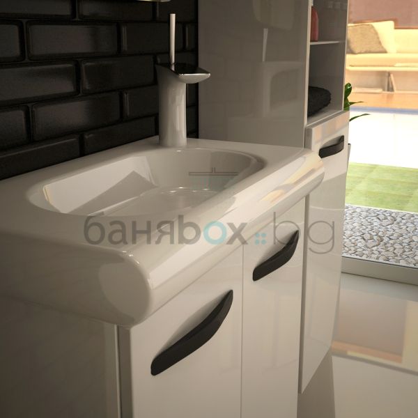 AB GROUP ELEA водоустойчив пвц шкаф за баня с мивка, вратички 