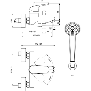 IDEAL STANDARD CERAFLEX комплект с ръчен душ 