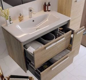ROCA LAGO 60 шкаф с мивка за баня с чекмеджета светъл дъб 