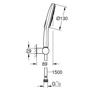 GROHE RAINSHOWER SMARTACTIVE 130 комплект ръчен душ с 3 струи с държач и шлаух 