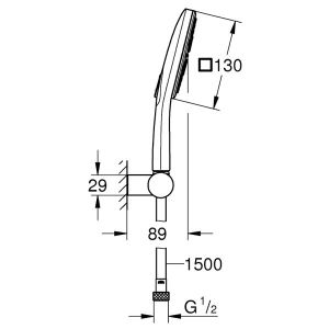 GROHE RAINSHOWER SMARTACTIVE 130 CUBE комплект ръчен душ с 3 струи с държач и шлаух 