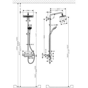 HANSGROHE CROMA E 280 1JET душ-система с термостатен смесител 