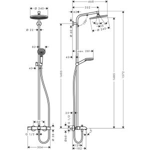 HANSGROHE CROMETTA S 240 1JET душ-система с термостатен смесител 