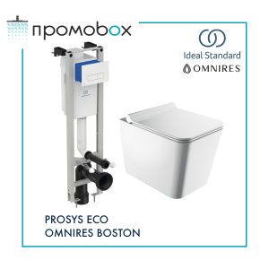 IDEAL STANDARD PROSYS ECO M+OMNIRES BOSTON ПРОМО комплект тоалетна и казанче за вграждане с бял бутон