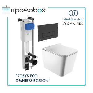 IDEAL STANDARD PROSYS ECO M+OMNIRES BOSTON ПРОМО комплект тоалетна и казанче за вграждане с черен бутон