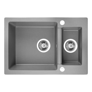 LAVEO CELIA 65 полимерна гранитна мивка за кухня с две корита, сива