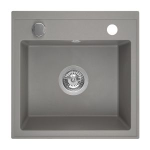 LAVEO 44 квадратна полимерна гранитна мивка за кухня, сива 