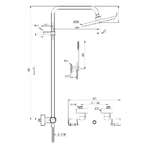 IDEAL STANDARD CERATHERM T25 SB черна  душ-система с термостатен смесител 