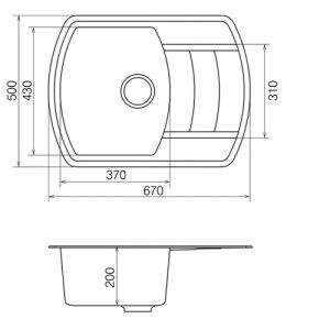 VANKOR NORTON бежова полимерна гранитна мивка за кухня с отцедник 