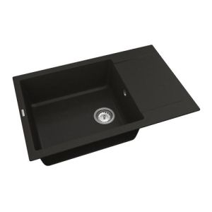 VANKOR ORMAN черна полимерна гранитна мивка за кухня с отцедник