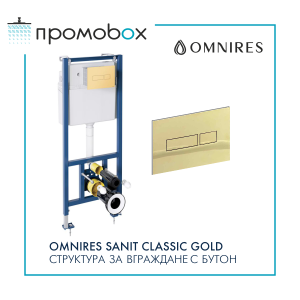 OMNIRES SANIT CLASSIC GOLD комплект структура за вграждане със златен бутон 