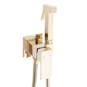  REA FENIX GOLD златен хигиенен душ със смесител, квадратен дизайн 