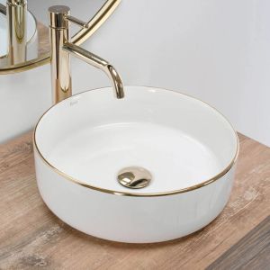 REA SAMI 36 GOLD EDGE кръгла мивка върху плот за баня 