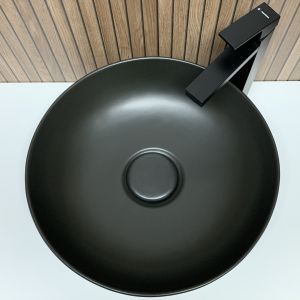 LAPINO VISION 42 кръгла мивка върху плот, черен мат 