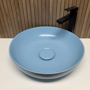 LAPINO VISION 42 кръгла мивка върху плот, син мат 