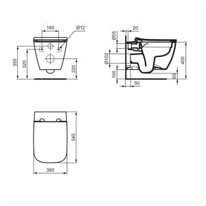 IDEAL STANDARD i.life  B RimLS+ СЕТ структура за вграждане със сива тоалетна 
