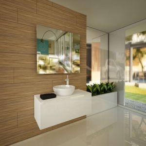 AB GROUP VITA 100 изчистен и модерен водостойчив шкаф за баня с мивка 